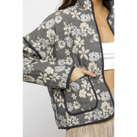 Floral Printed Quilted Thick Jacket