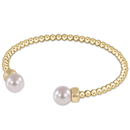 Classic Gold bead Cuff w/Pearl.