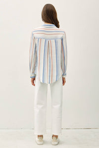 Striped Gauzy Bottom Up with Roll Sleeves