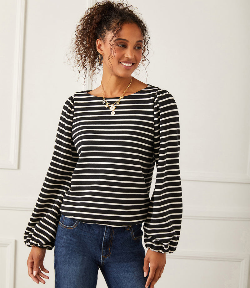 Stripe Boat Neck Top