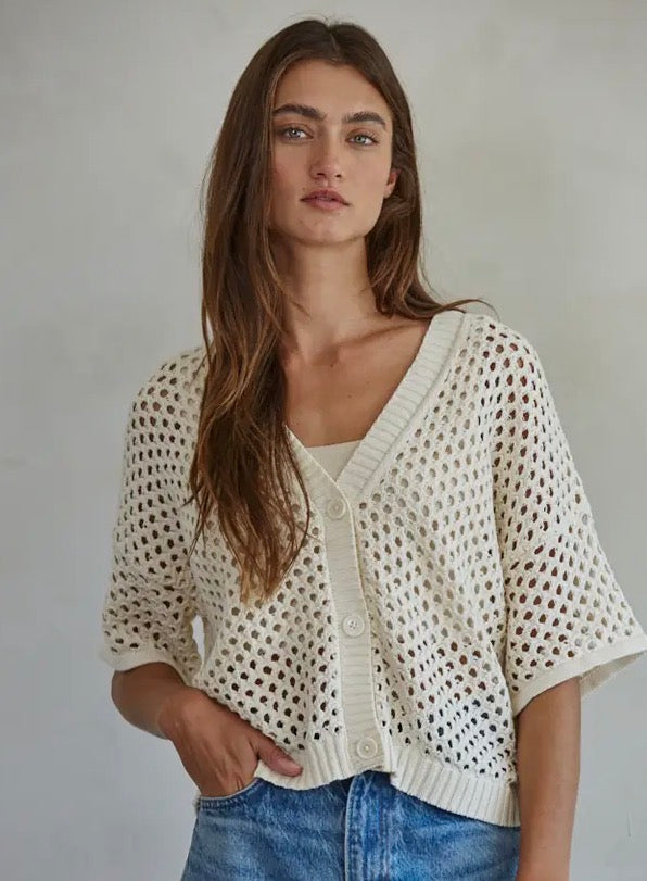 Knit Eyelet cotton Cardi