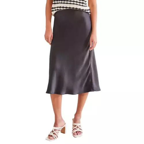 PULL-ON MIDI SKIRT WITH ELASTIC WAIST