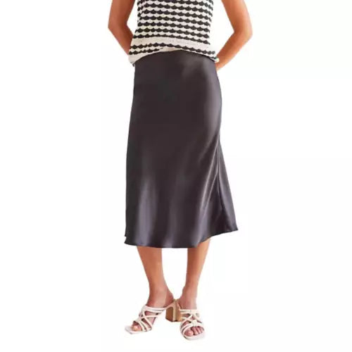 PULL-ON MIDI SKIRT WITH ELASTIC WAIST