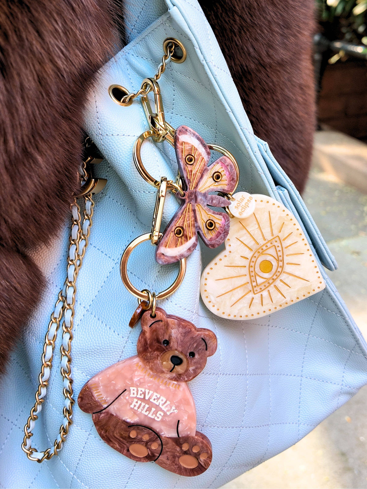 Hand-painted Celestial Heart Bag Charm + Keychain
