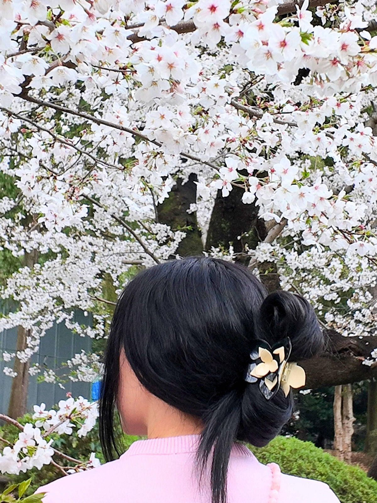 Hand-painted Origami Magnolia Flower Hair Clip