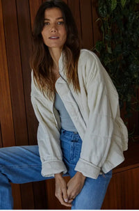 Long Sleeve Quilted Knit Mineral Washed Jacket