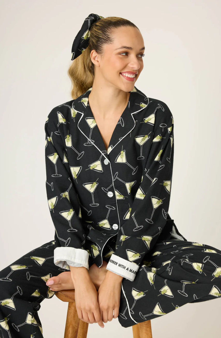 Merrier with a Martini Flannel PJ Set