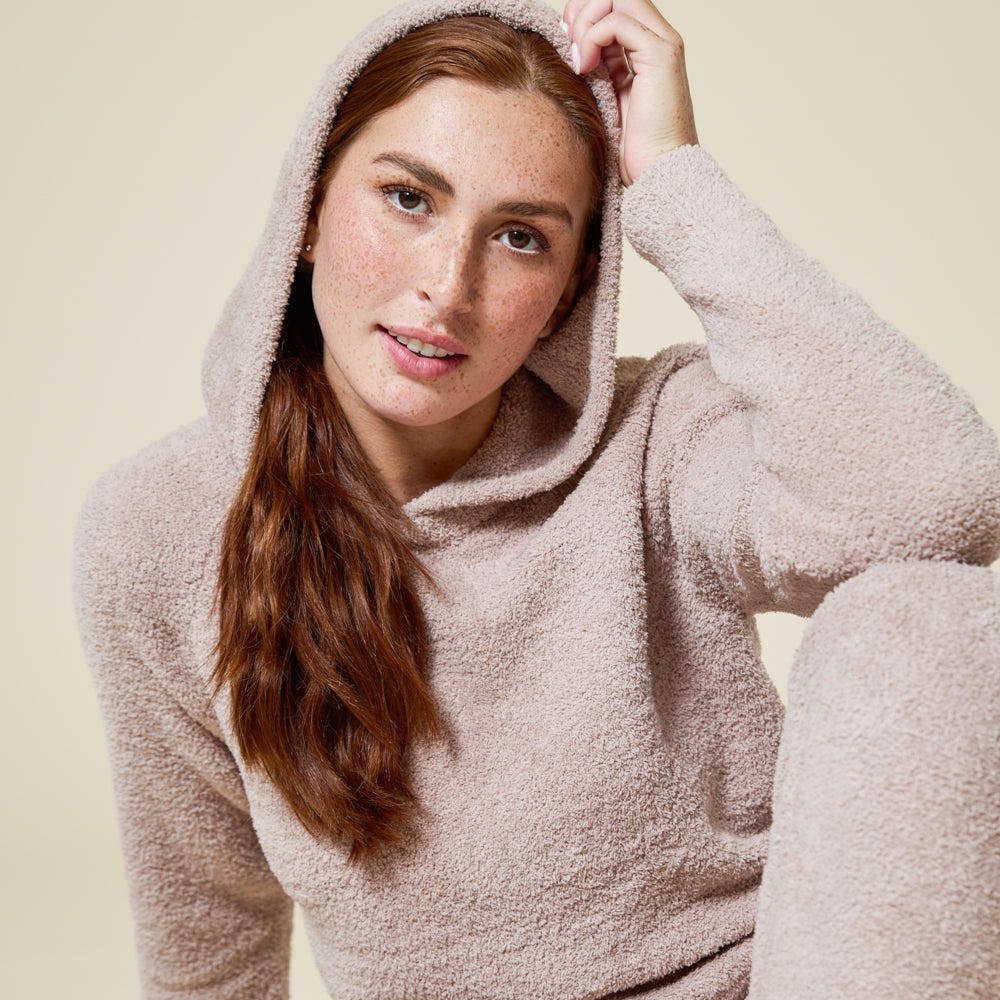 Solid Marshmallow Hoodie Lounge Set