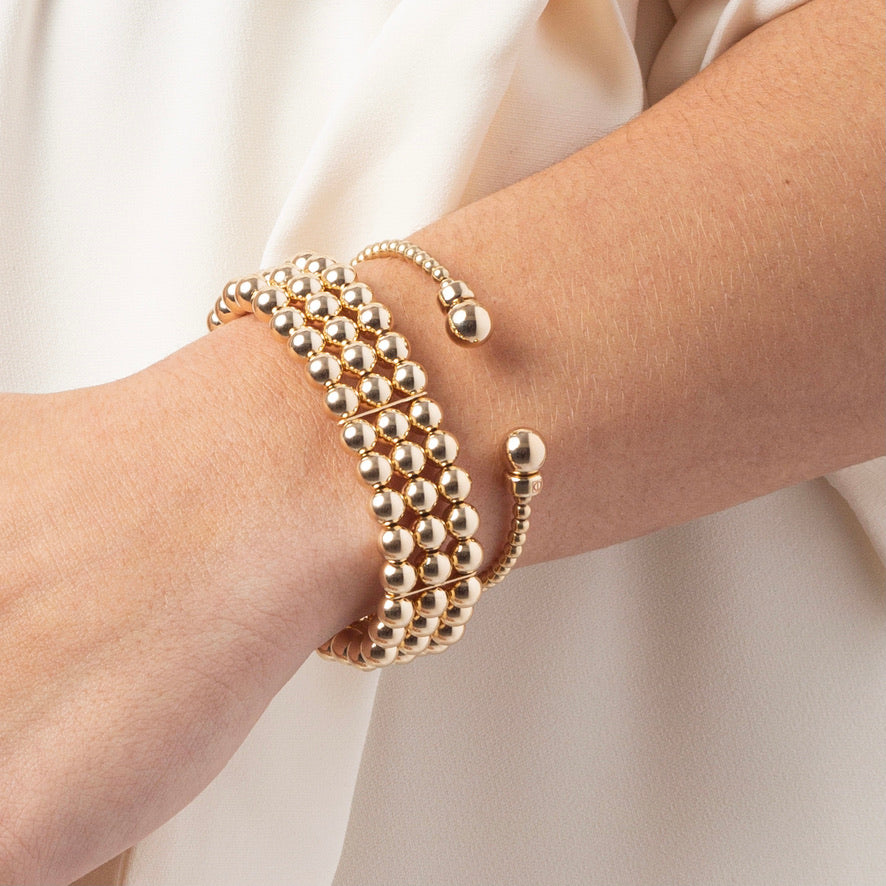 Classic Gold Bead Cuff-Gold.