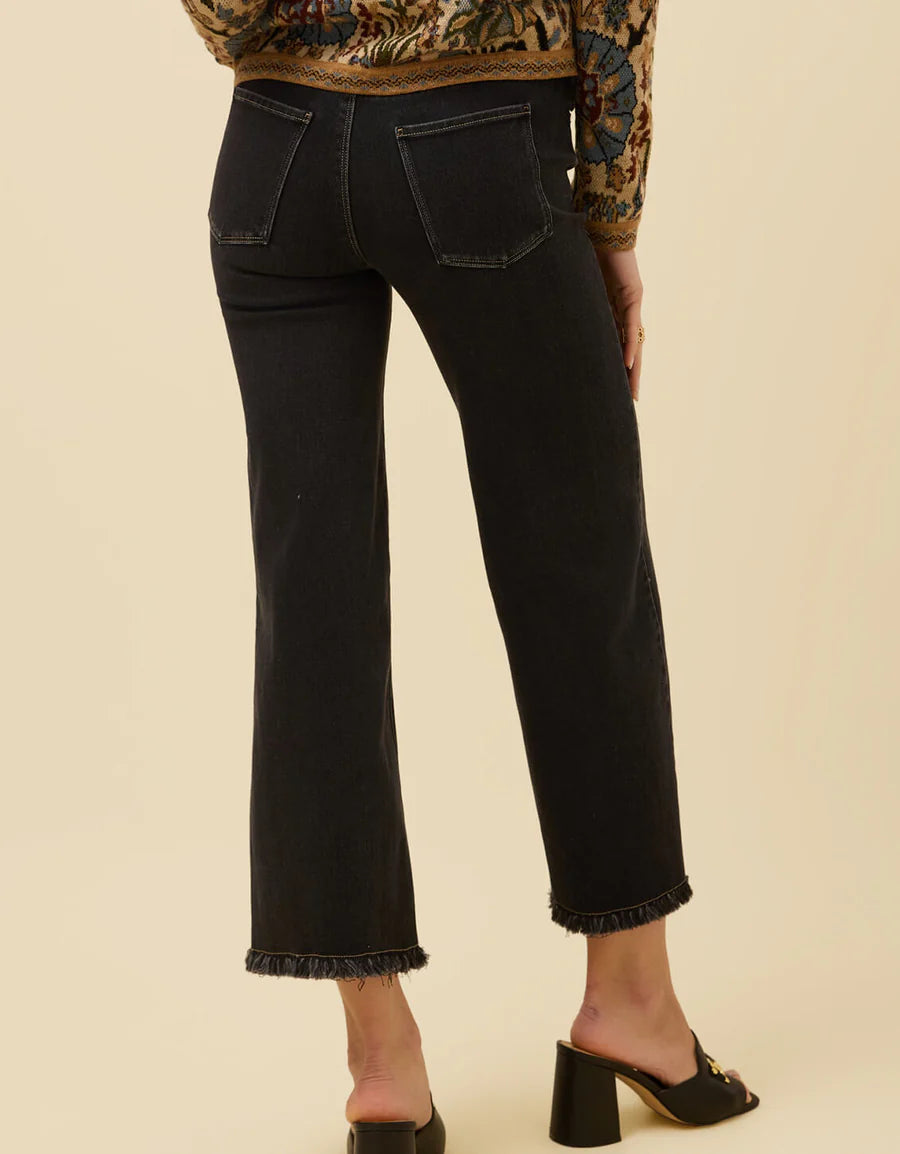 Nayla Fringe Wide Leg Crop Jean