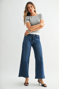 Mid Rise Slim Wide Leg