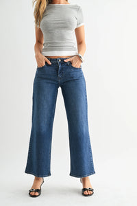 Mid Rise Slim Wide Leg