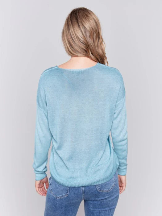 Cold Dye Light Knit V-Neck Sweater