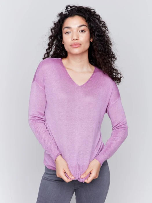 Cold Dye Light Knit V-Neck Sweater