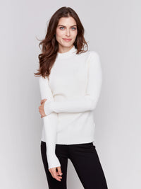 Mock Neck Ribbed Sweater