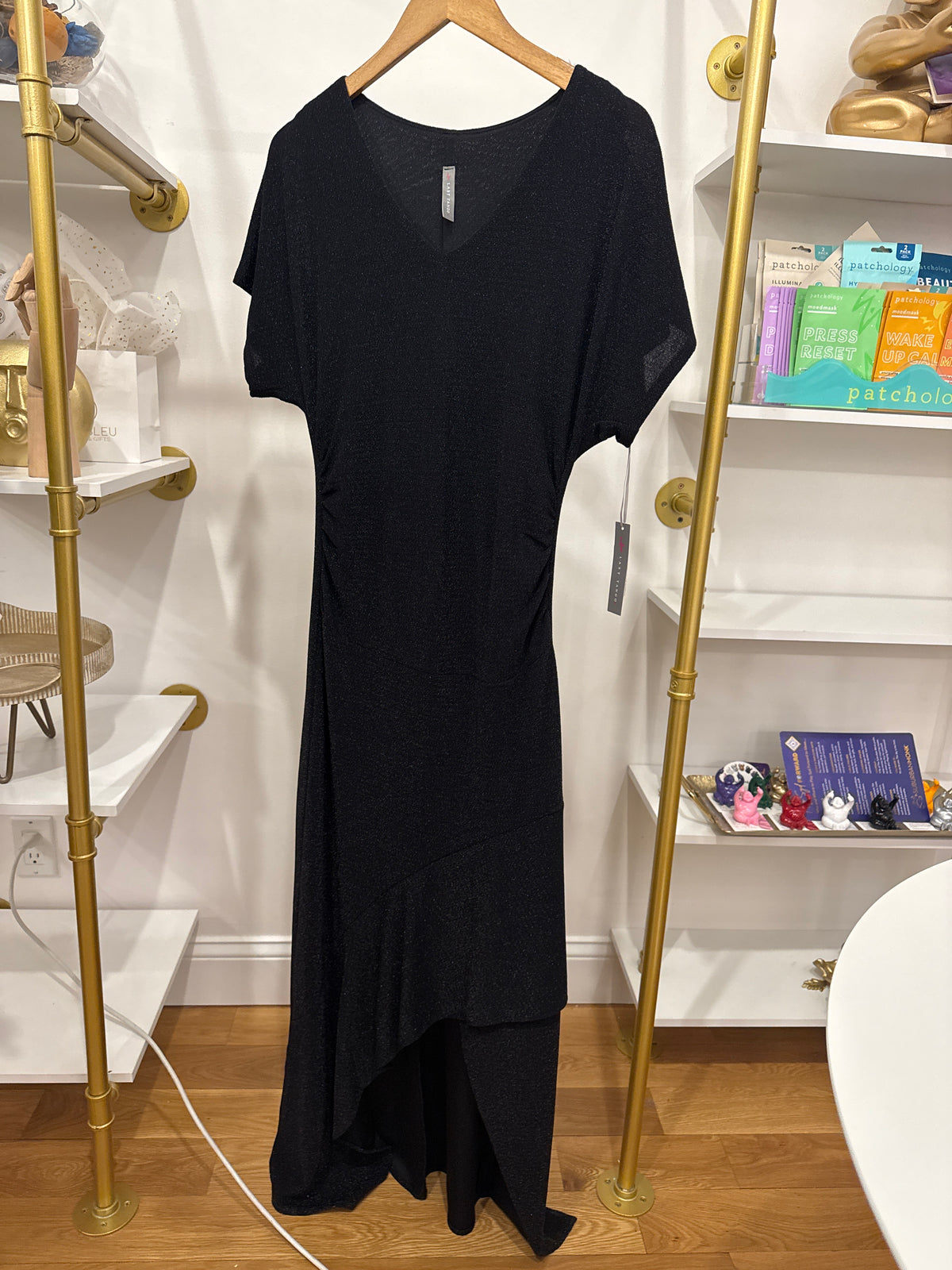 Shimmer S/S V Neck Maxi High Low Hem Dress