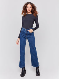 Flare Leg Pant w/ Side Buttons