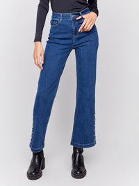 Flare Leg Pant w/ Side Buttons