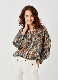 Christian Print Peasant Blouse