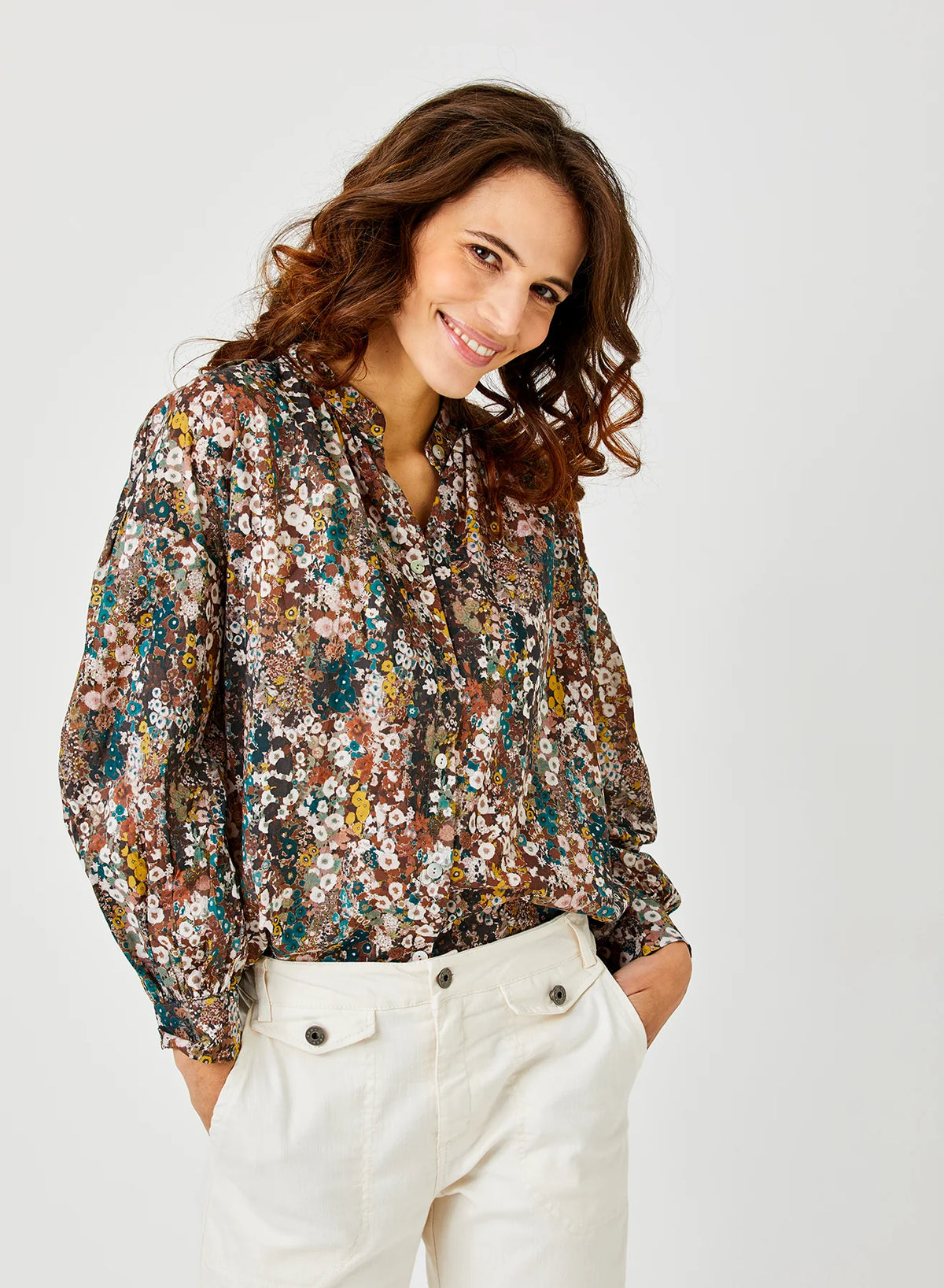 Christian Print Peasant Blouse