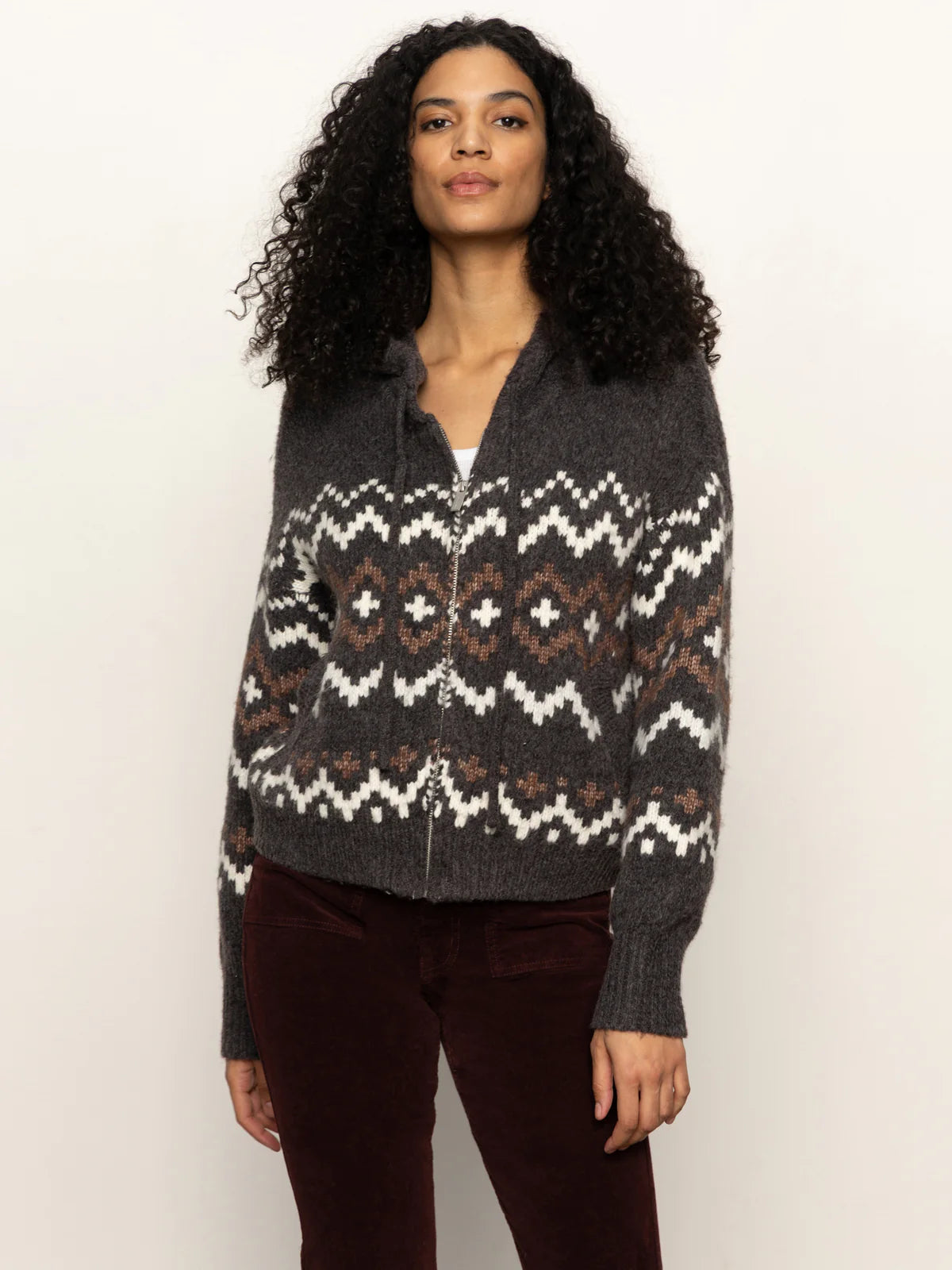 Zip Up Fairisle Hoodie