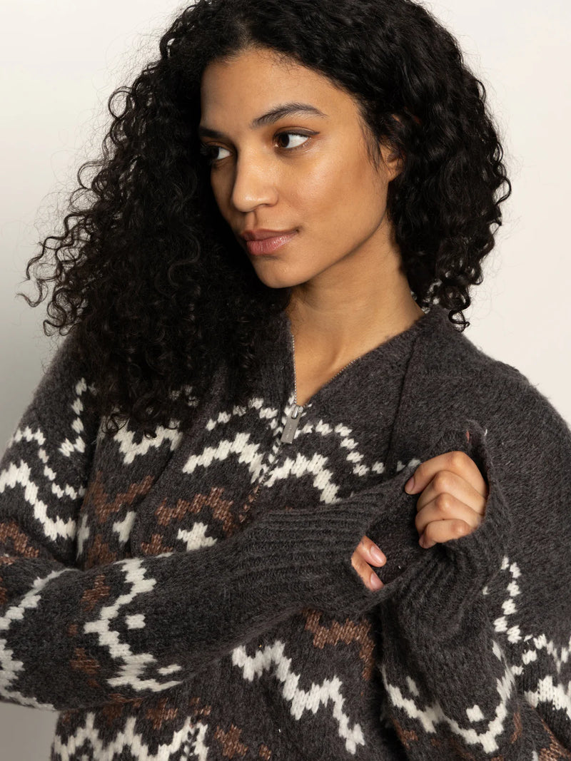 Zip Up Fairisle Hoodie