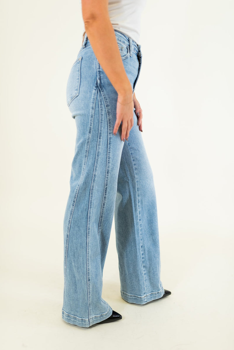 High Waisted Retro Wide Leg Jeans