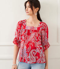 Ruffle Sleeve Square Neck Top