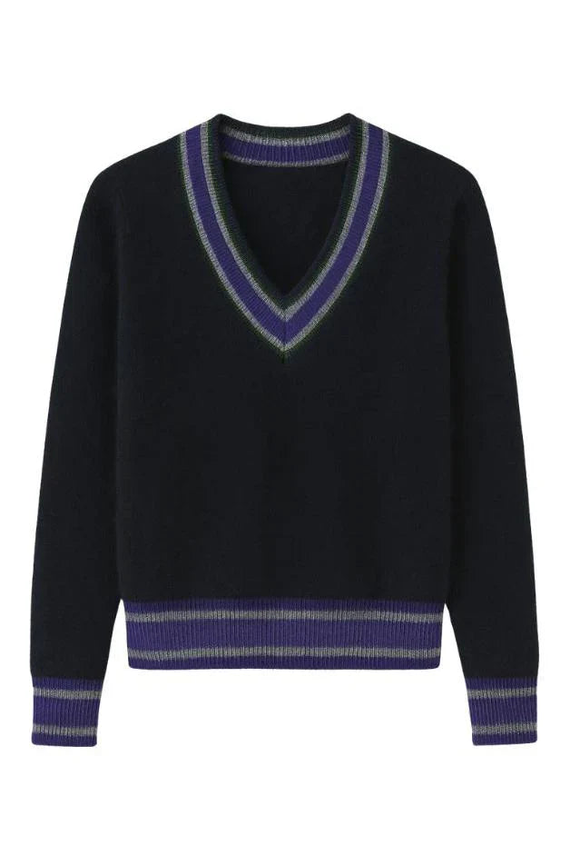 Striped V Tennis Sweater