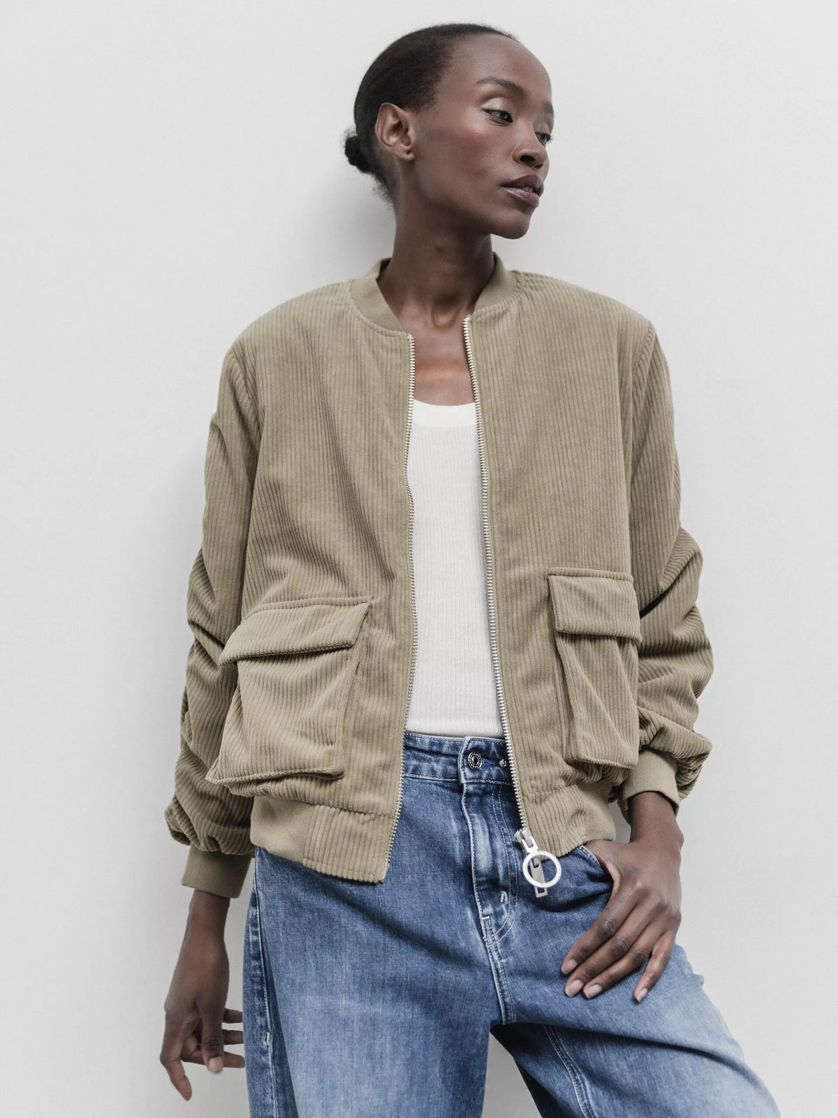 Soft Cord Bomber Jacket