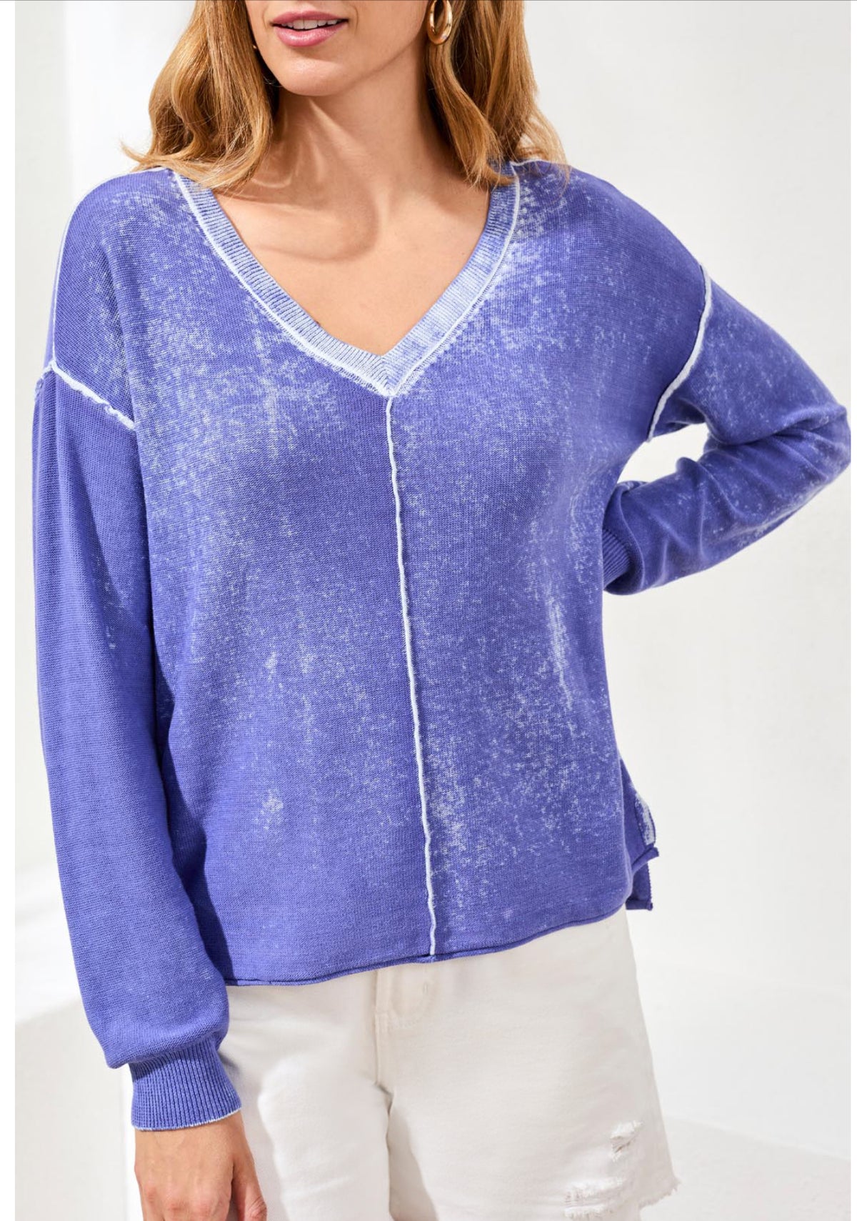 Lightweight Cotton V-Neck Sweater
