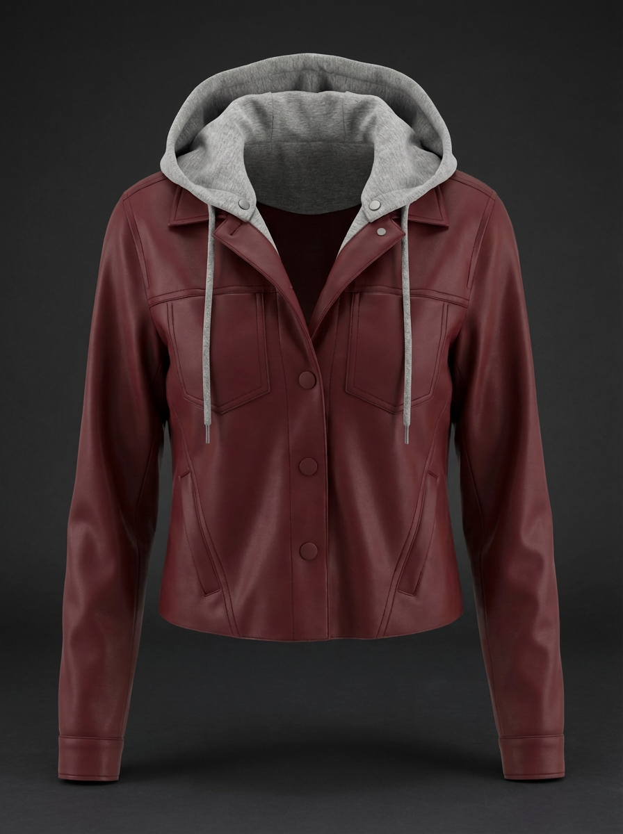 Faux Leather Jacket w/ Dickey