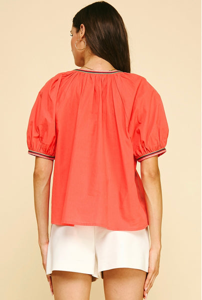 Contrast Stitch Blouse Top