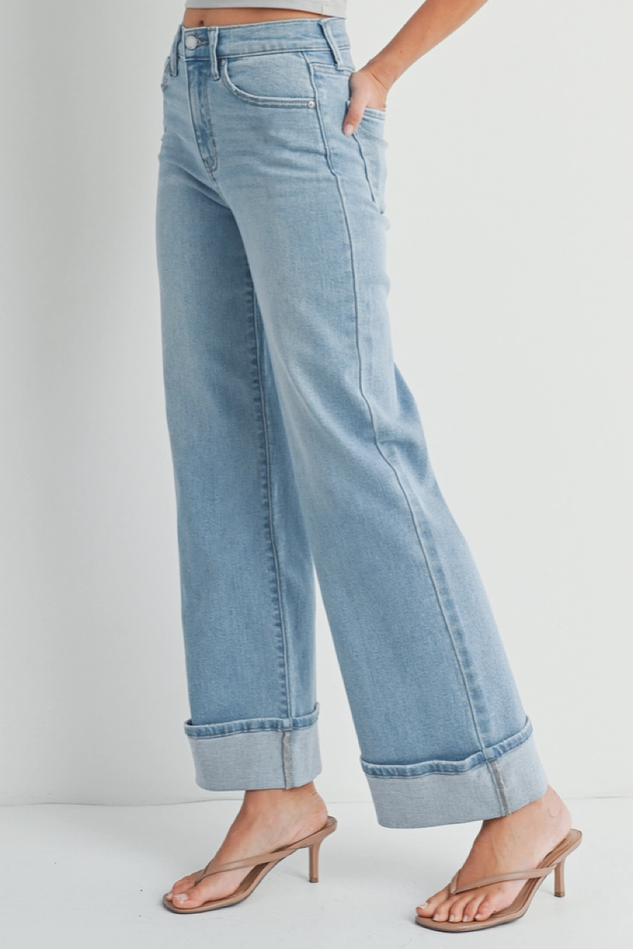 Cuffed Palazzo Jean Pant