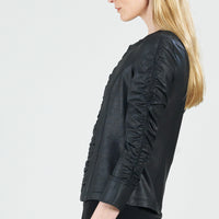 Liquid Leather Runched Zip Jacket