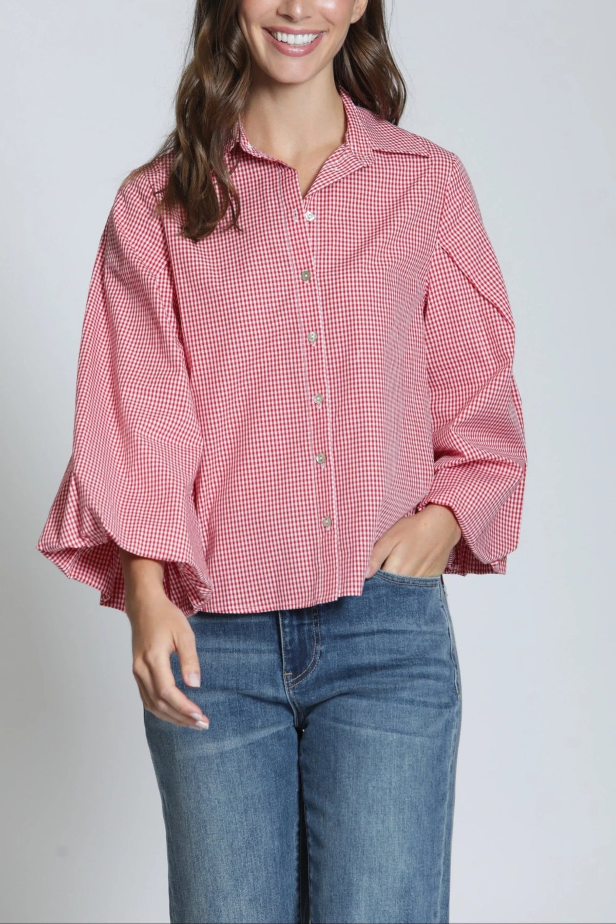 Blouson Front Button Shirt