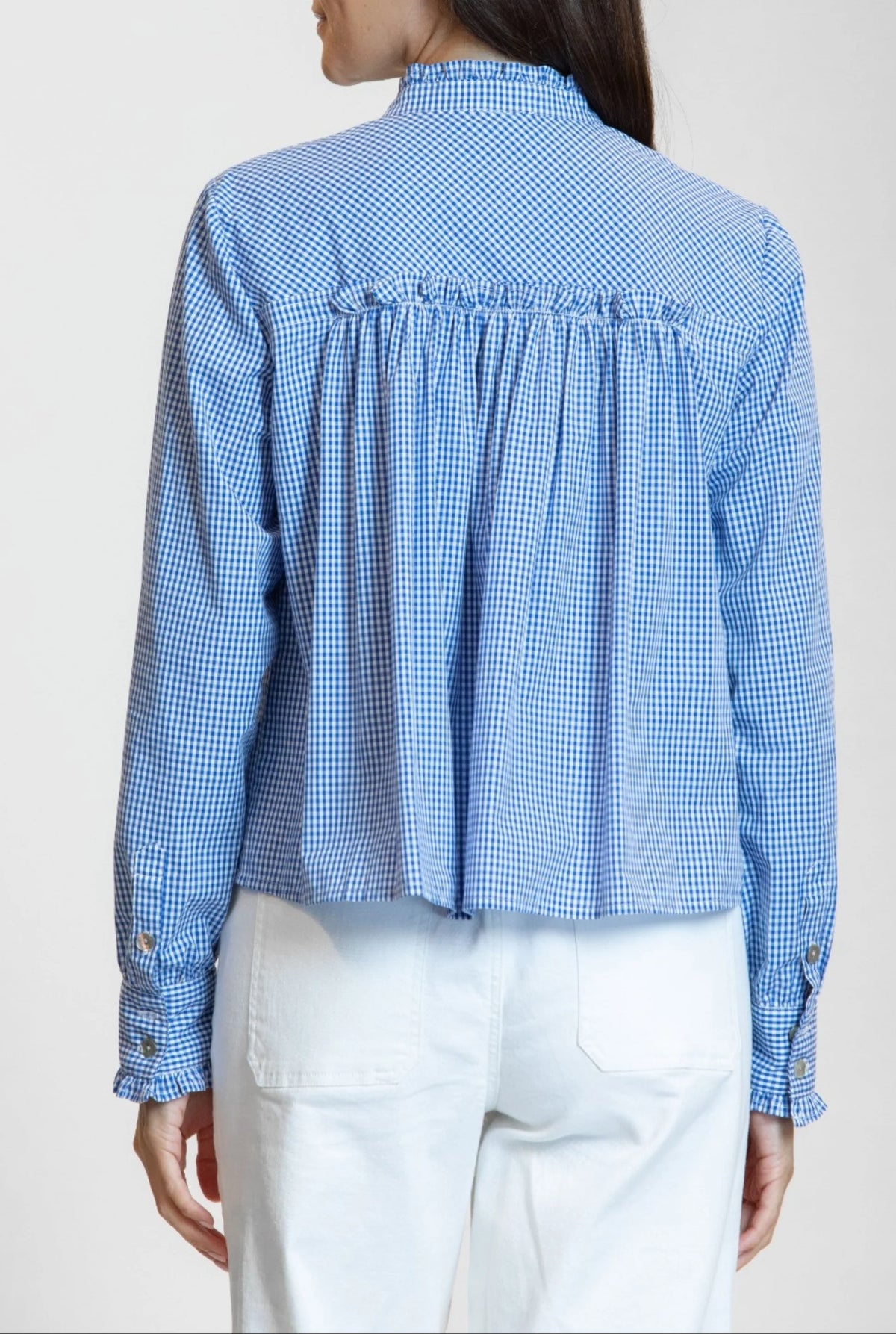 Cropped Checks Shirt W/Ruffle Detail