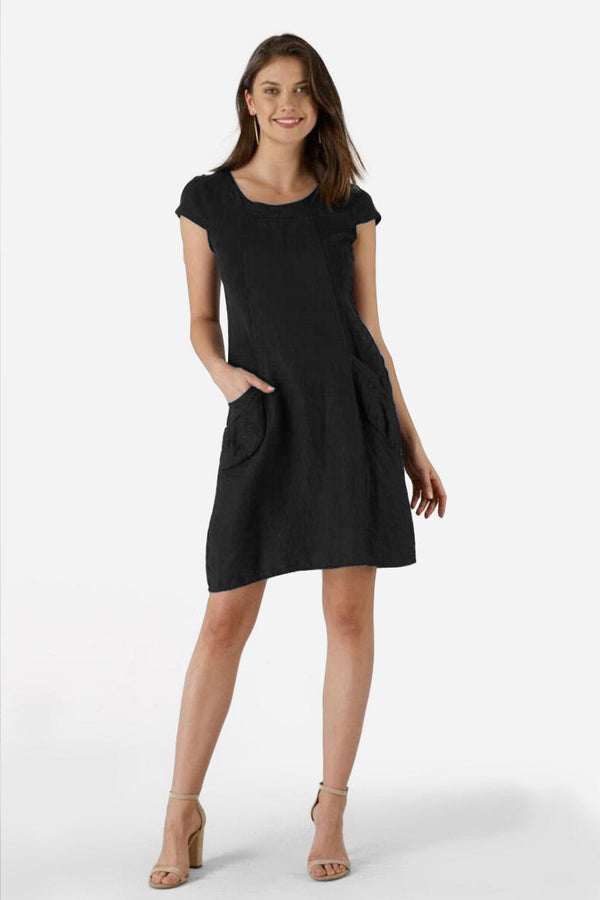 Linen/Rib Short Dress