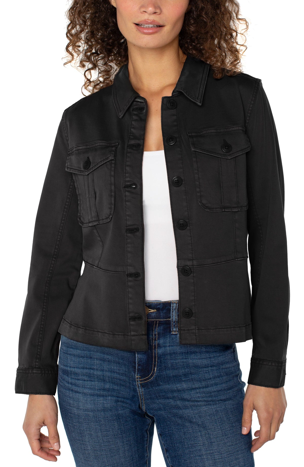 Trucker Jacket With Peplum Hem