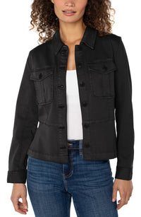 Trucker Jacket With Peplum Hem