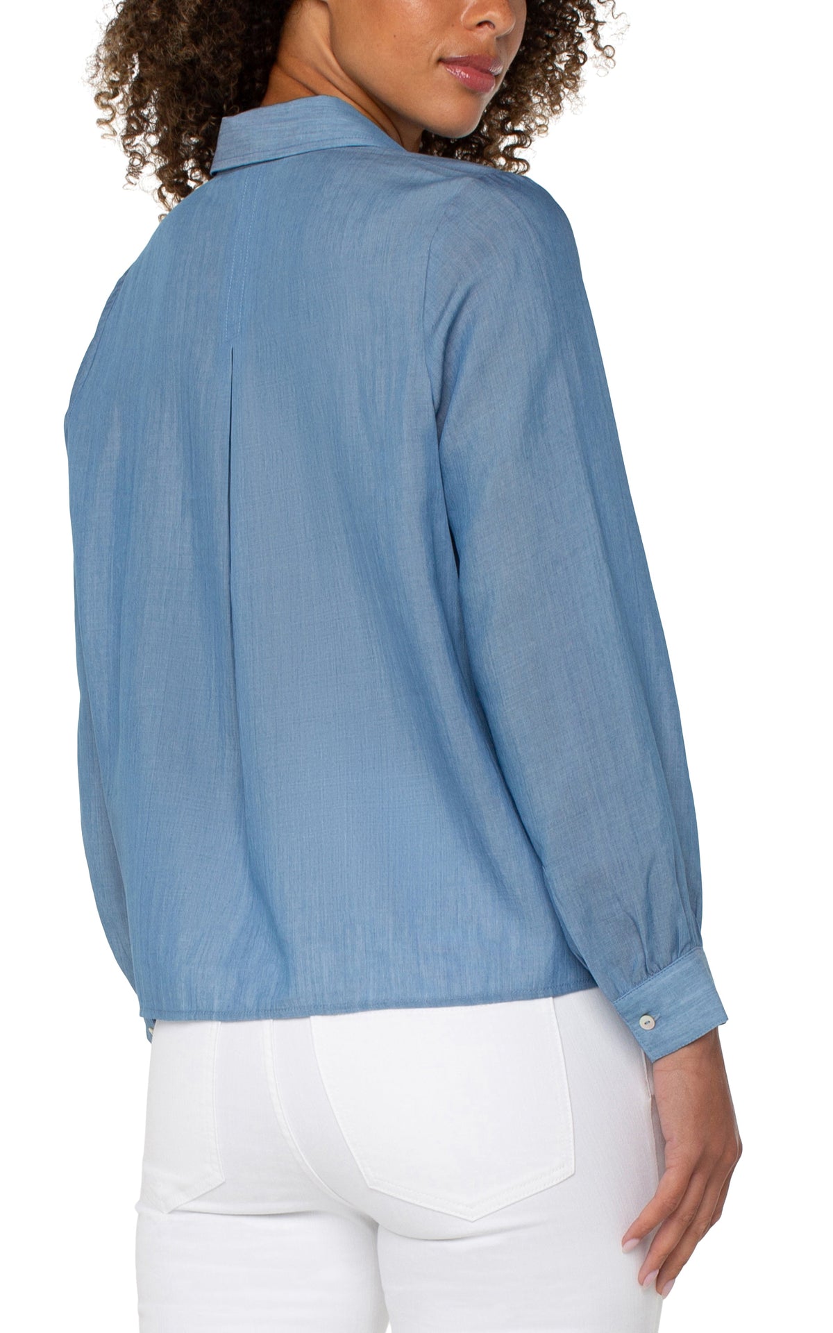 Long Sleeve Popover Woven Blouse