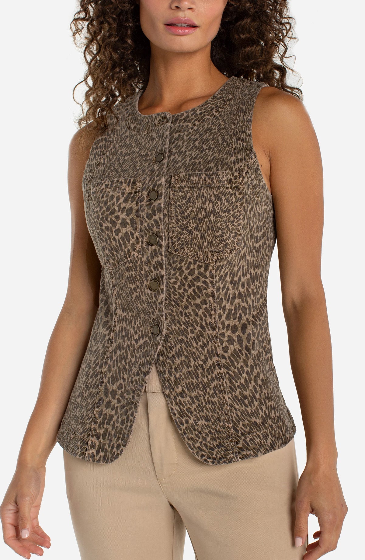 Crew Neck Split Front Vest
