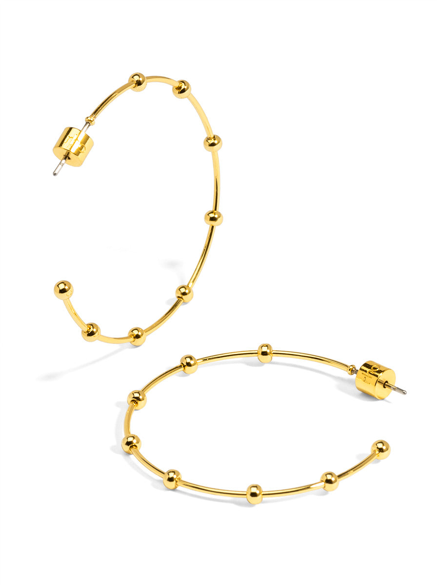 Bead Accent Open Hoop Earring
