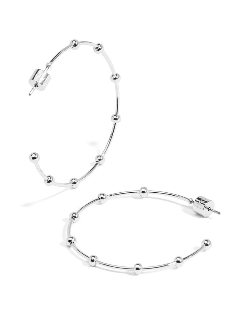 Bead Accent Open Hoop Earring