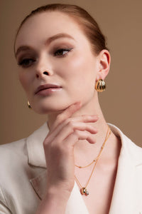 Two Tone Coffee Bean Layered Collar Necklace
