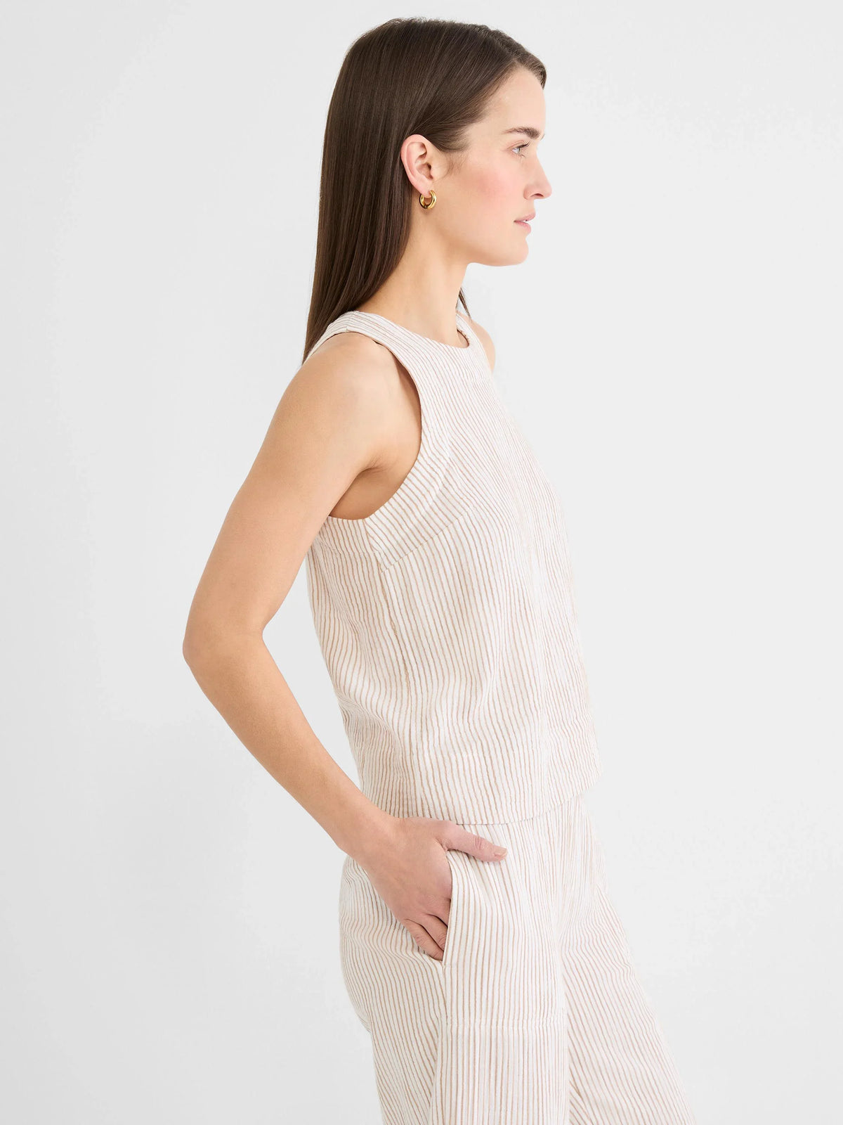 PINSTRIPE GAUZE POP ON TANK S26