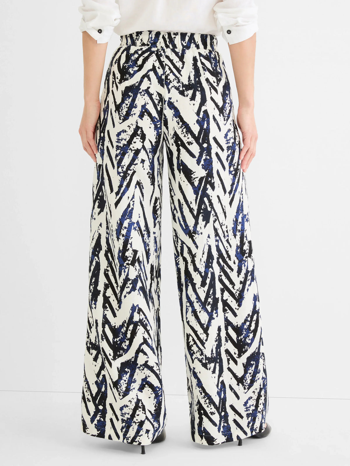 31” Indigo Crosshatch Linen Wide Leg