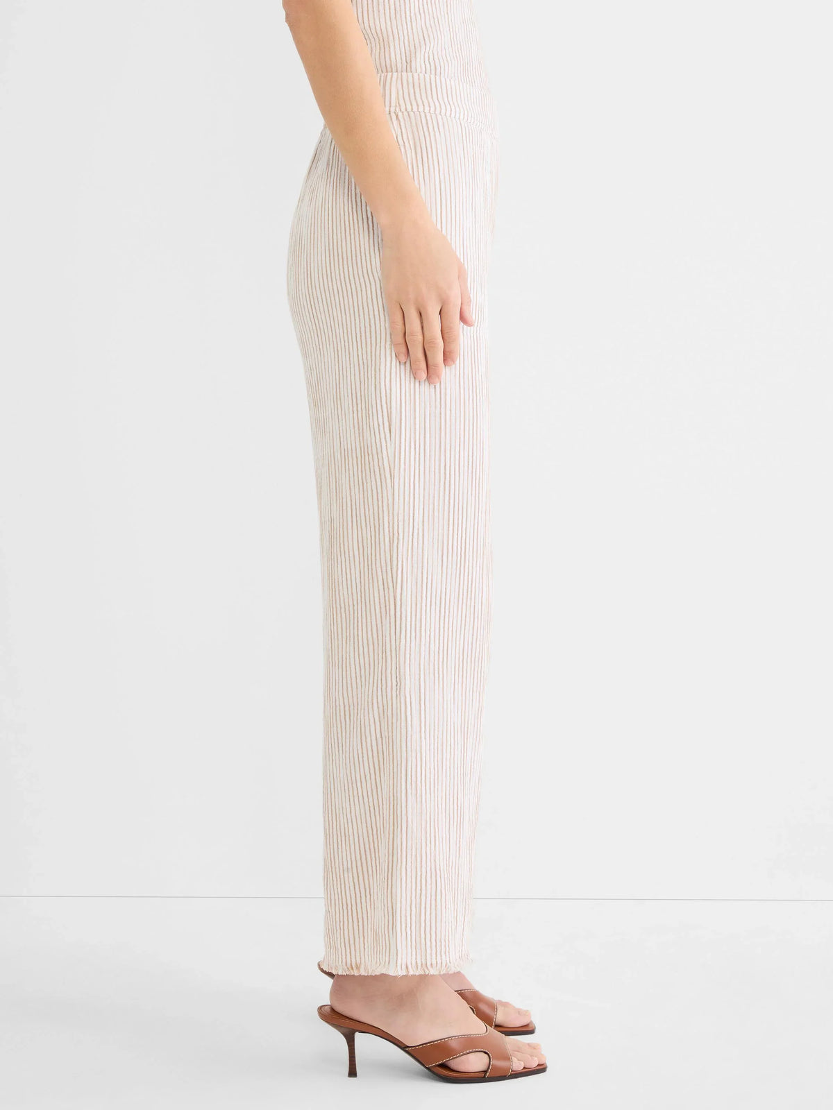 Pinstripe 28" Gauze Wide Leg