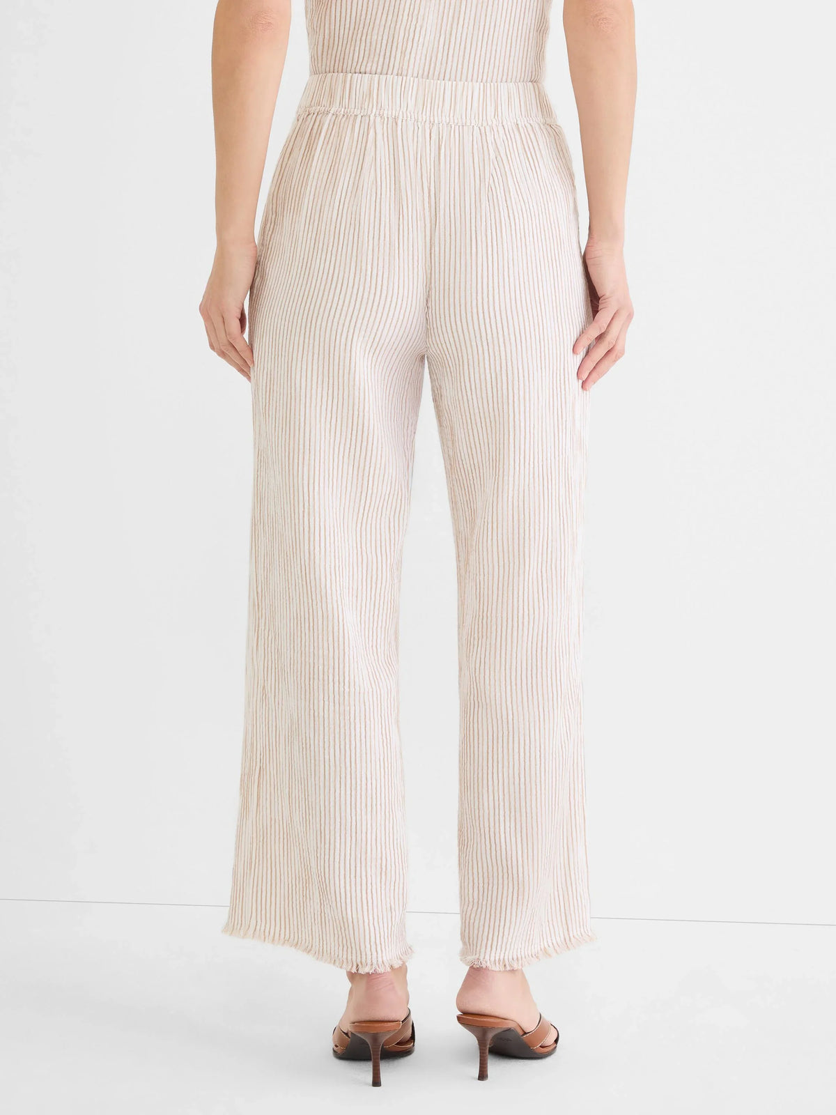 Pinstripe 28" Gauze Wide Leg