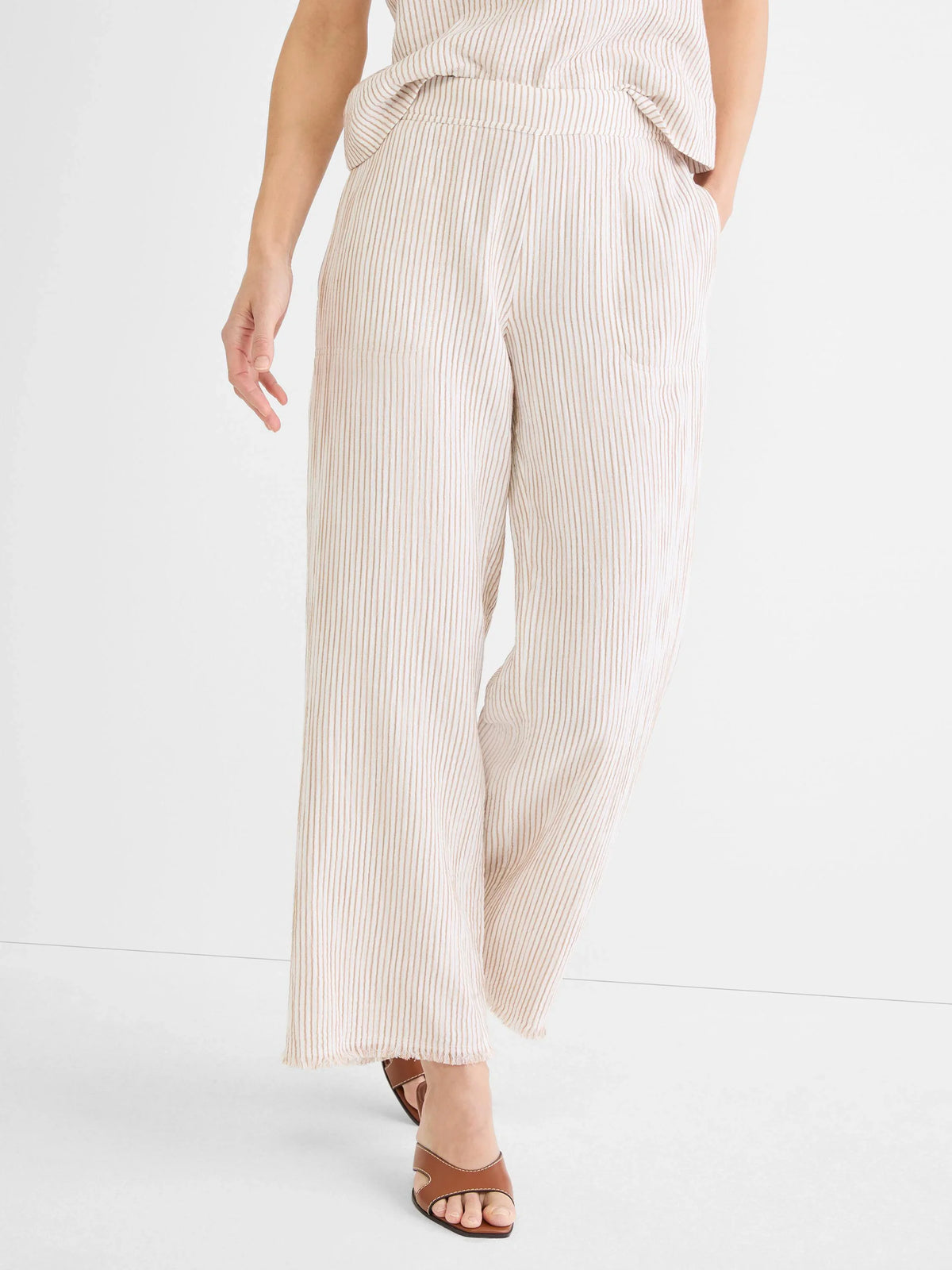 Pinstripe 28" Gauze Wide Leg